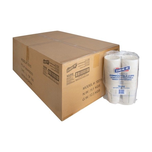 Genuine Joe CUP, COMPOSTABLE, 12OZ, 20PK GJO10215CT - main